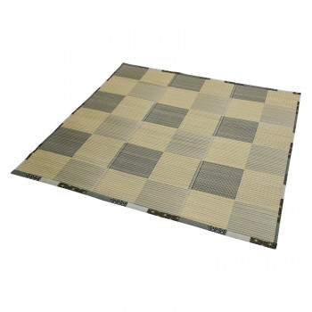 大島屋 い草ふっくらラグ 唐草市松 ブラック 180x180cm【メーカー直送：代金引換不可：同梱不可】【北海道・沖縄・離島は配達不可】 5,763円