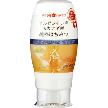 サクラ印　アルゼンチン産＆カナダ産　純粋はちみつ　200g×12本【メーカー直送：代金引換不可：同梱不可】【北海道・沖縄・離島は配達不可】