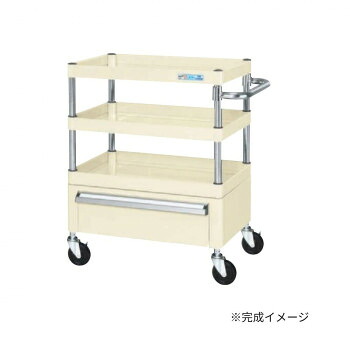 サカエ CSパールワゴン中量タイプ 引出し付 アイボリー CSP-6073CI【メーカー直送：代金引換不可：同梱不可】【北海道・沖縄・離島は配達不可】｜セブンプロ