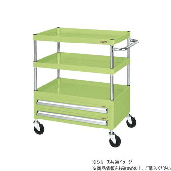サカエ CSパールワゴン中量タイプ 引出し付 グリーン CSP-6083A2【メーカー直送：代金引換不可：同梱不可】【北海道・沖縄・離島は配達不可】