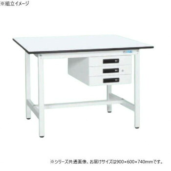 サカエ 軽量作業台KAタイプ キャビネット3段付 抗菌加工 900×600×740mm KA-096CMW【メーカー直送:代金引換不可:同梱不可】【北海道・沖縄・離島は配達不可】|セブンプロ