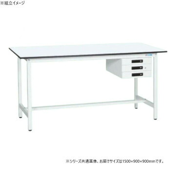 サカエ 軽量立作業台KADタイプ 抗菌加工 キャビネット3段付 1500&times;900&times;900mm KAD-159CMW【メーカー直送：代金引換不可：同梱不可】【北海道・沖縄・離島は配達不可】｜セブンプロ