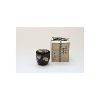 茶道具　和田寿峰作　中棗 黒 堅地　菊桐　【メーカー直送：代金引換不可：同梱不可】【北海道・沖縄・離島は配達不可】