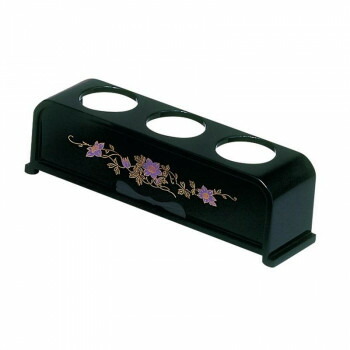 三ツ穴仏器台 黒/蒔絵 鉄仙 5205000126031【メーカー直送：代金引換不可：同梱不可】【北海道・沖縄・離島は配達不可】