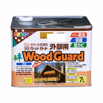 アサヒペン 木部塗料 油性ウッドガード外部用 7L パイン 15 ツヤ消し 防カビ 防虫防腐【メーカー直送:代金引換不可:同梱不可】【北海道・沖縄・離島は配達不可】