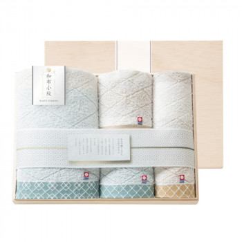 和布小紋（modern） バスタオル・フェイスタオル2P・ウォッシュタオル(国産木箱入) KWFK-050K【メーカー直送：代金引換不可：同梱不可】【北海道・沖縄・離島は配達不可】