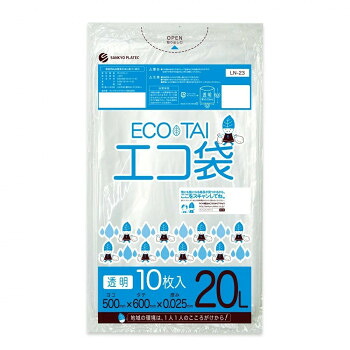ECO TAI エコ袋 20L LN-23 透明 10枚×100冊【メーカー直送:代金引換不可:同梱不可】【北海道・沖縄・離島は配達不可】|セブンプロ