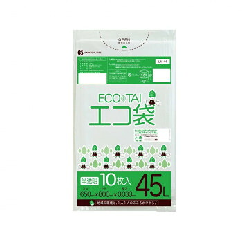 ECO TAI エコ袋 45L LN-44 半透明 10枚×60冊【メーカー直送:代金引換不可:同梱不可】【北海道・沖縄・離島は配達不可】|セブンプロ