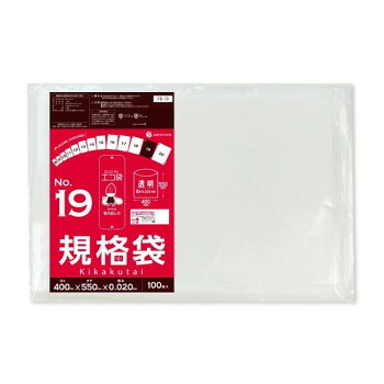 ECO TAI　エコ袋　No.19　規格袋 FB-19 透明 100枚&times;20冊【メーカー直送：代金引換不可：同梱不可】【北海道・沖縄・離島は配達不可】｜セブンプロ
