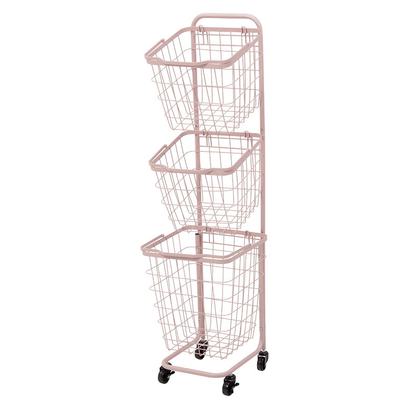 【ポイント10倍】３段ランドリーラック (約)幅33×奥行39×高さ124cm KR-3971PI 萩原【ポイントUP:2026年4月4日20:00～4月10日 01:59まで】