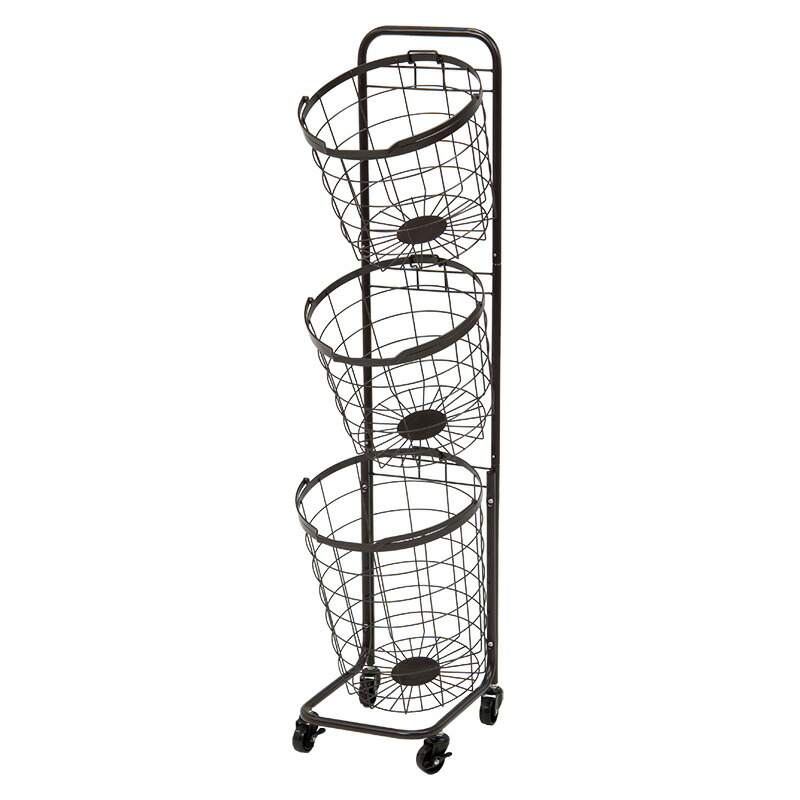 【ポイント10倍】３段ランドリーラック (約)幅34.5×奥行39×高さ124cm KR-3973DBR 萩原【ポイントUP:2026年4月4日20:00～4月10日 01:59まで】