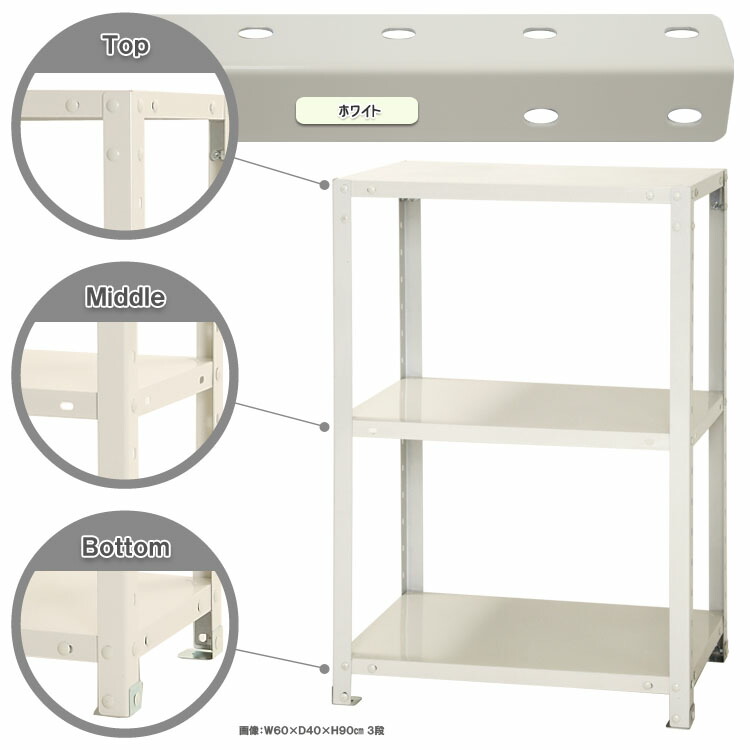 スマートラック W600×D450×H900mm ホワイト 3段 NSTR-337-3 キタジマ スチール棚 スチールラック 業務用 収納棚 収納ラック  格安 価格でご提供いたします