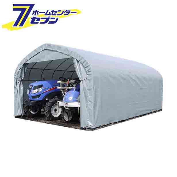 パイプ倉庫 一式 GR-59 埋め込み式 前幕カーテン式 GR（グレー） GR59TSOR 南栄工業 [パイプ車庫 本体 物置 ガレージ 防雨 防塵 gr59]