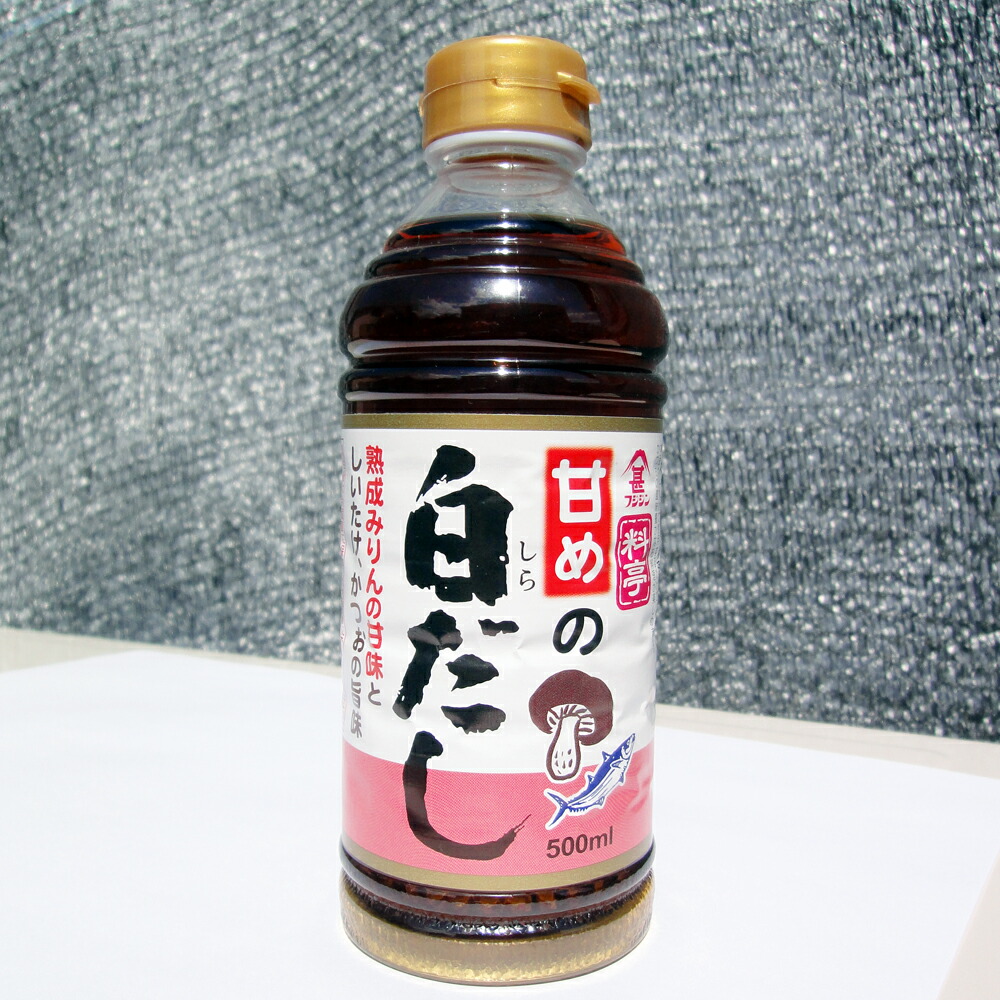 ワンピなど最旬ア！ 甘めの白だし 500ml 富士甚醤油 フジジン しらだし しょうゆ みりん つゆ かつおだし しいたけだし 和食 出汁 調味料  鍋つゆ だしつゆ qdtek.vn