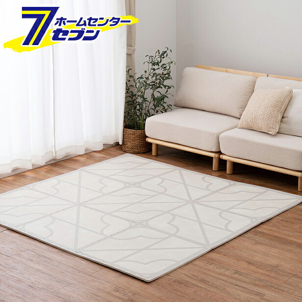 萩原 レトロデザインのジョイントマット キュロス 36枚組 アイボリー 60×60cm [レトロ ジョイントマット おしゃれ キッズ 子供部屋 ニュアンスカラー]