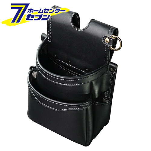 腰袋薄型 2段 黒金 ブラック AB-32BG [腰道具 軽量 耐久性 収納用品 腰袋サック 工具入れ 黒 フジ矢]