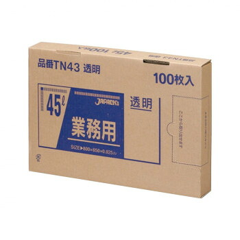 ジャパックス BOXシリーズポリ袋45L 透明 100枚×6箱 TN43【メーカー直送:代金引換不可:同梱不可】【北海道・沖縄・離島は配達不可】|カー用品・日用品のホームセンター