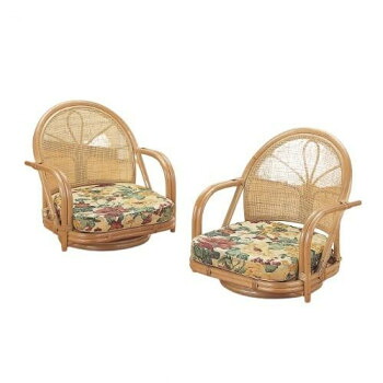 今枝商店　Romantic Rattan　籐回転座椅子2脚組　ロータイプ　S33【メーカー直送：代金引換不可：同梱不可】【北海道・沖縄・離島は配達不可】