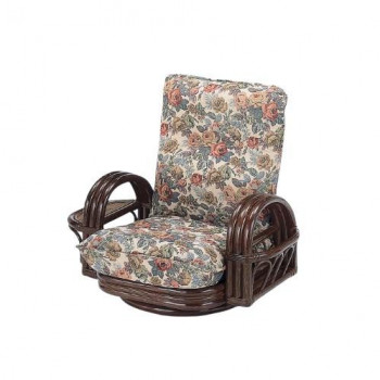 今枝商店　Romantic Rattan　籐リクライニングチェアー　回転座椅子　ロータイプ　S697【メーカー直送：代金引換不可：同梱不可】【北海道・沖縄・離島は配達不可】