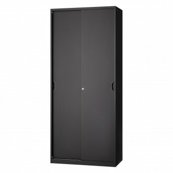 壁面収納家具/D:450・ブラックタイプ 引違戸 H2100 棚板5枚付 ALPSブラック色 COM-UASR-B21【メーカー直送：代金引換不可：同梱不可】【北海道・沖縄・離島は配達不可】