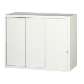 壁面収納家具/D:450・ホワイトタイプ 引違スチール戸(3枚戸) H720 棚板1枚付 ALPSホワイト色 COM-UASS-W7【メーカー直送：代金引換不可：同梱不可】【北海道・沖縄・離島は配達不可】