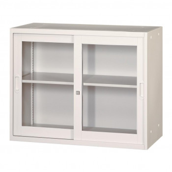 壁面収納家具/D:450・ホワイトタイプ 引違枠付ガラス戸/ラッチ仕様 H720 棚板1枚付 ALPSホワイト色 COM-UAJR-W7【メーカー直送：代金引換不可：同梱不可】【北海道・沖縄・離島は配達不可】