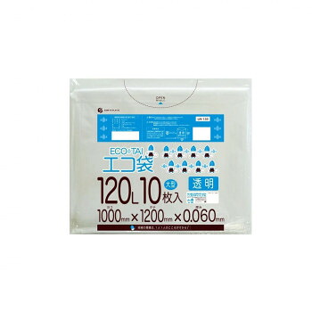 ECO TAI　エコ袋　120L LN-133 透明 10枚&times;20冊【メーカー直送：代金引換不可：同梱不可】【北海道・沖縄・離島は配達不可】｜カー用品・日用品のホームセンター