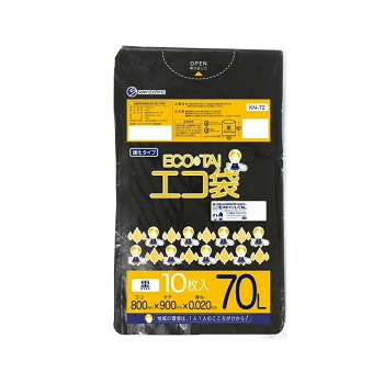 ECO TAI エコ袋 70L KN-72 黒 10枚×60冊【メーカー直送:代金引換不可:同梱不可】【北海道・沖縄・離島は配達不可】|カー用品・日用品のホームセンター