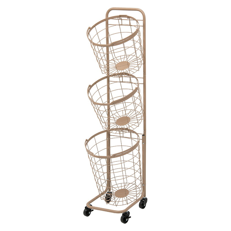 【ポイント10倍】３段ランドリーラック (約)幅34.5×奥行39×高さ124cm KR-3973LT 萩原【ポイントUP:2026年4月4日20:00～4月10日 01:59まで】