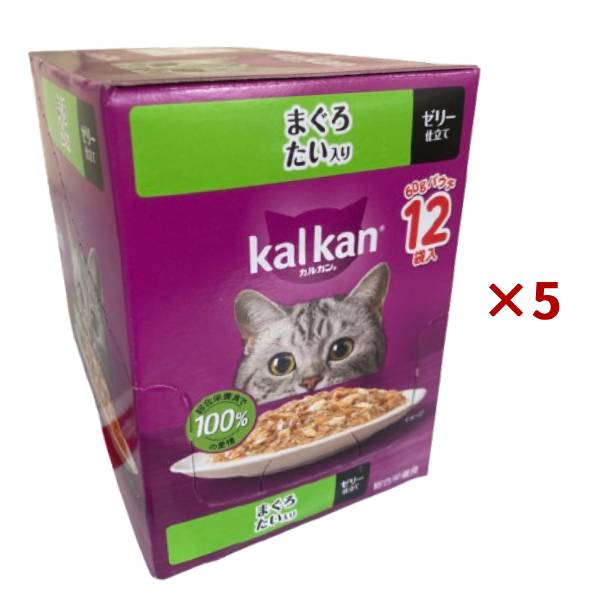 【まとめ買い×5個セット】マースジャパン カルカン パウチ まぐろ たい入り 60g×12袋入 ゼリー仕立て キャットフード 猫用 ウェット