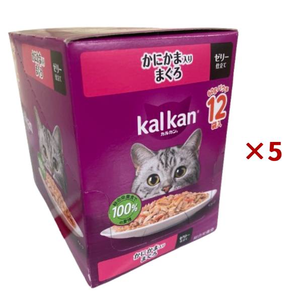 【まとめ買い×5個セット】マースジャパン カルカン パウチ かにかま入りまぐろ 60g×12袋入 ゼリー仕立て キャットフード 猫用 ウェット
