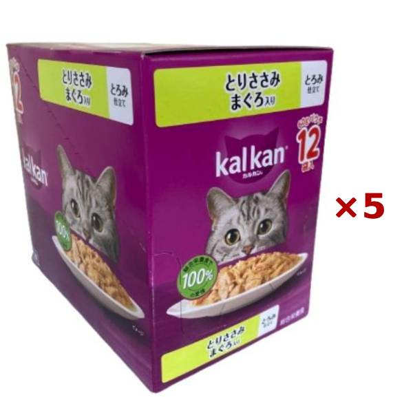 【まとめ買い×5個セット】マースジャパン カルカン パウチ とりささみ まぐろ 60g×12袋入 とろみ仕立て お肉シリーズ キャットフード 猫用 ウェット