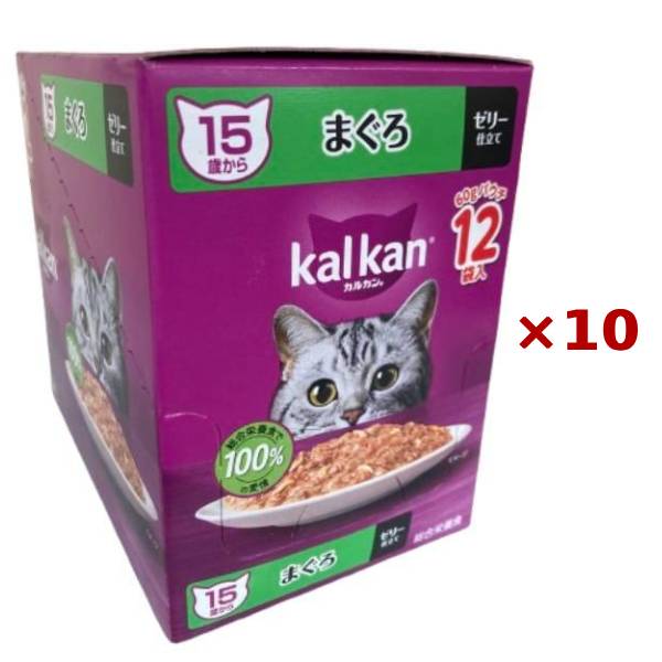 【まとめ買い×10個セット】マースジャパン カルカン パウチ 15歳から まぐろ 60g×12袋入 ジューシーゼリー仕立て キャットフード 猫用 ウェット