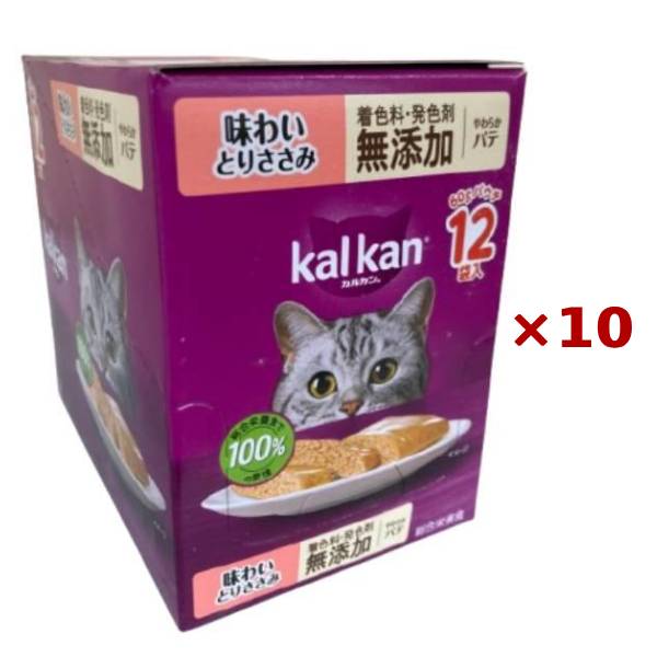 【まとめ買い×10個セット】マースジャパン カルカン パウチ やわらかパテ 味わいとりささみ 着色料・発色剤 無添加 60g×12袋入 キャットフード 猫用 ウェット