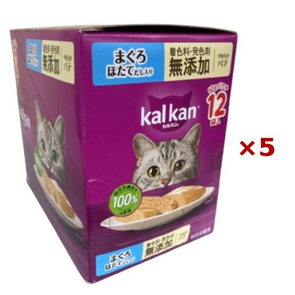 【まとめ買い×5個セット】マースジャパン カルカン パウチ やわらかパテ まぐろほたてだし 着色料・発色剤 無添加 60g×12袋入 キャットフード 猫用 ウェット