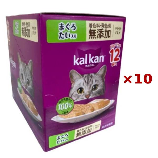 【まとめ買い×10個セット】マースジャパン カルカン パウチ やわらかパテ まぐろたい 着色料・発色剤 無添加 60g×12袋入 キャットフード 猫用 ウェット