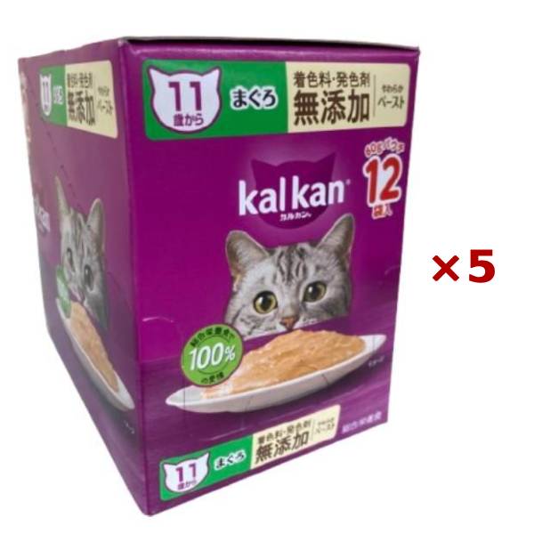 【まとめ買い×5個セット】マースジャパン カルカン パウチ やわらかペースト 11歳から まぐろ 着色料・発色剤 無添加 60g×12袋入 キャットフード 猫用 ウェット