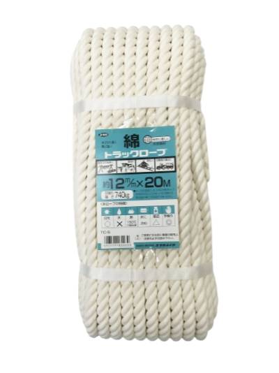 綿 ロープ シュリンクパック １２ｍｍ×２０ｍ ＴＣ－５ 綿ロープ　２０M 　天然 ユタカ