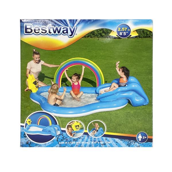 【訳あり】 Bestway レインボーシャインプレイセンター プール ビニールプール サイズ 257×145×91cm ベストウェイ