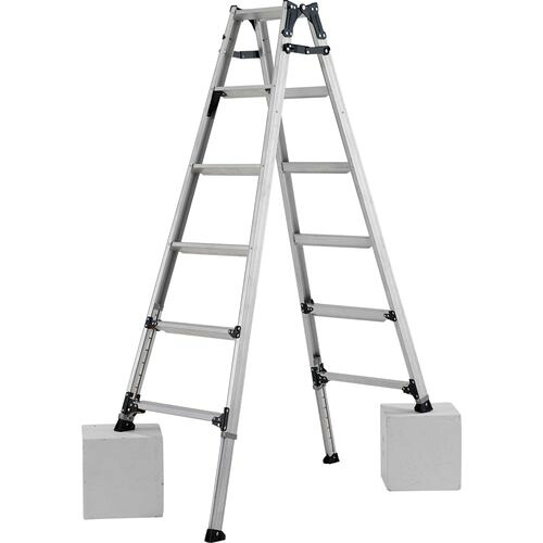 ALINCO(アルインコ) 伸縮脚付はしご兼用脚立 PRW180FX 6段 幅広 伸縮 180cm アルミ 梯子 園芸用品 リベット方式 折畳式 中折れ式 天板高さ1.59～1.89m 最大使用質量100kg