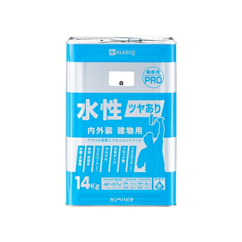 カンペハピオ 水性ツヤアリ建物用PRO 白 14K|ホームセンターバロー 店