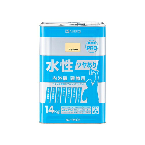 カンペハピオ 水性ツヤアリ建物用PRO アイボリー 14K|ホームセンターバロー 店