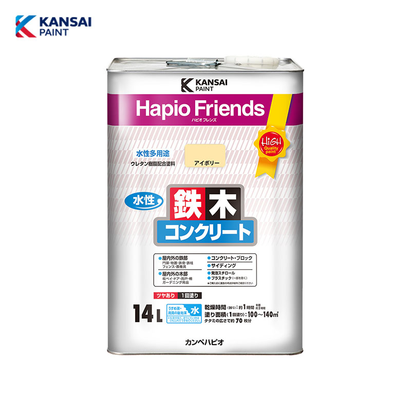 カンペハピオ ペンキ 塗料 水性 つやあり 白 14L 水性塗料 日本製 ハピオセレクト 00017650011140｜塗料、塗装 