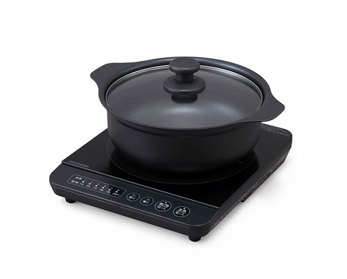 アイリスオーヤマ IHコンロ鍋セット1400W ブラック IHKP-T3724-B