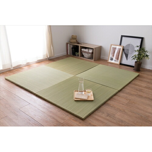 萩原 軽量 置き畳 綾川 同色12枚セット 82×82×2.5cm グリーン|ホームセンターバロー 店