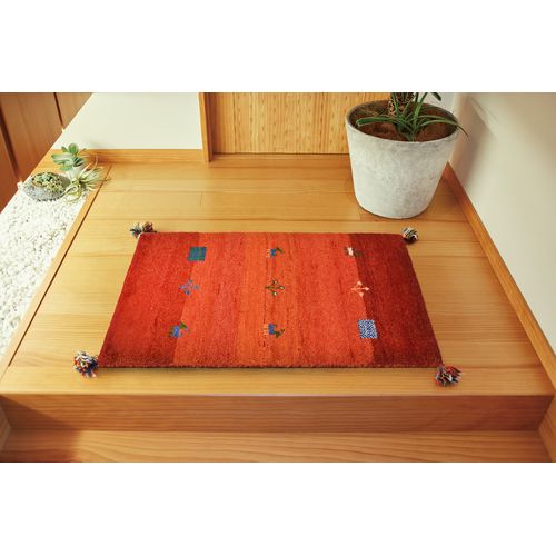 萩原 ギャッベ マット GABBEH オレンジ 70×120cm|ホームセンターバロー 店