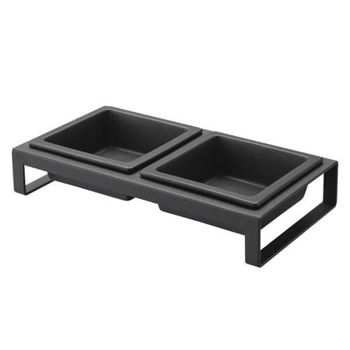 【セット販売】 ペットフードボウルスタンド タワー ブラック (×4セット) 山崎実業