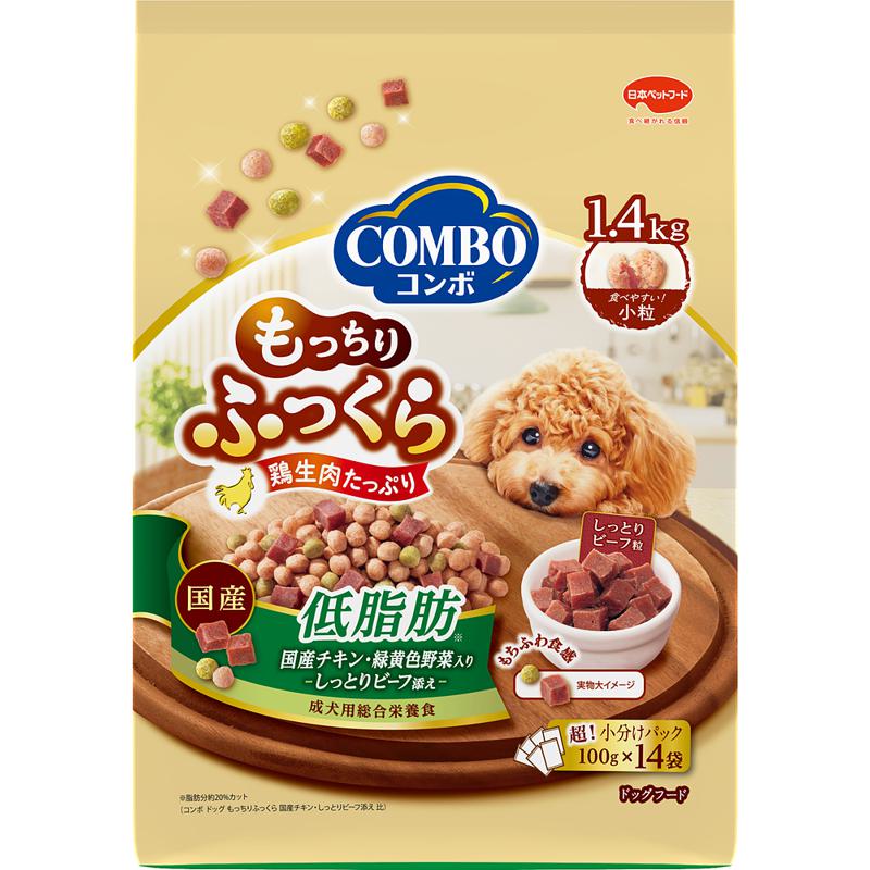 【ケース販売】 コンボ もっちりふっくら お肉の旨みたっぷり うまみビーフ 緑黄色野菜入り もっちりチーズ添え (1袋1.4kg入り&times;6袋セット) 日本ペットフード｜ホームセンターバロー　店