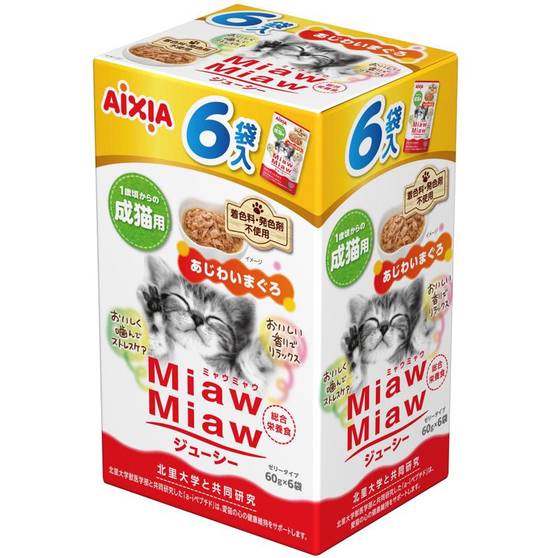 【ケース販売】 アイシア MiawMiawジューシー あじわいまぐろ1箱(1袋60g&times;6袋入) &times;20箱セット｜ホームセンターバロー　店