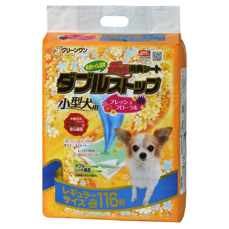 【ケース販売】 クリーンワン ダブルストップ 小型犬用 フローラル レギュラー 116枚 (1袋116枚入×4袋セット) シーズイシハラ
